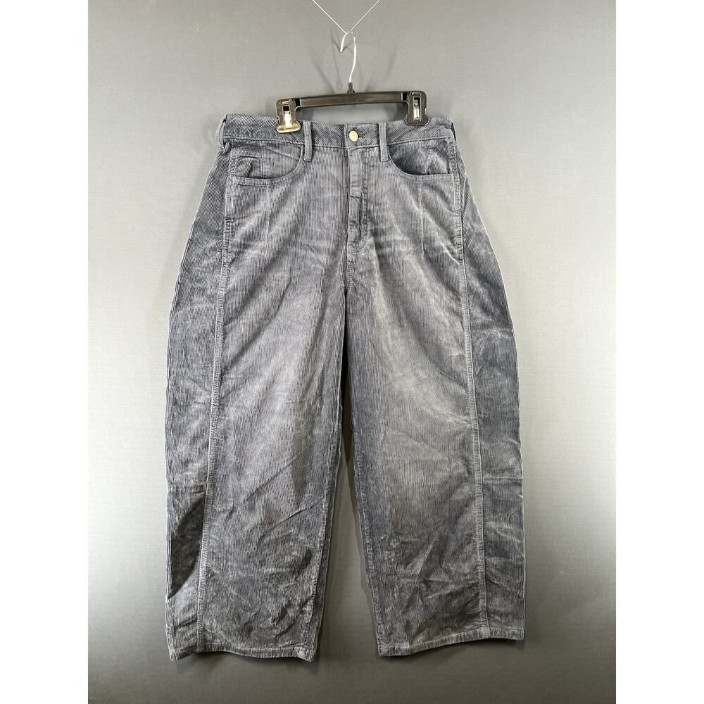 Anthropologie Kenna Mid-Rise Heritage Barrel Jeans Corduroy Edition Size 28 Blue